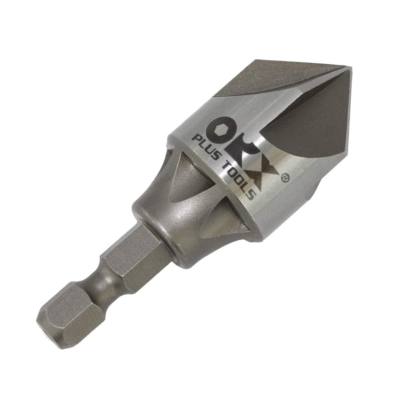 ORX PLUS TOOLS ORXPLUS Tools 5 Flute Metal Deburring Chamfer Drill Bit for Cleaning Pipe/Tube Burr, 87 Degree Quick Release Shank Fits for 1/8"-3/4"(3mm-19mm) - Image 1